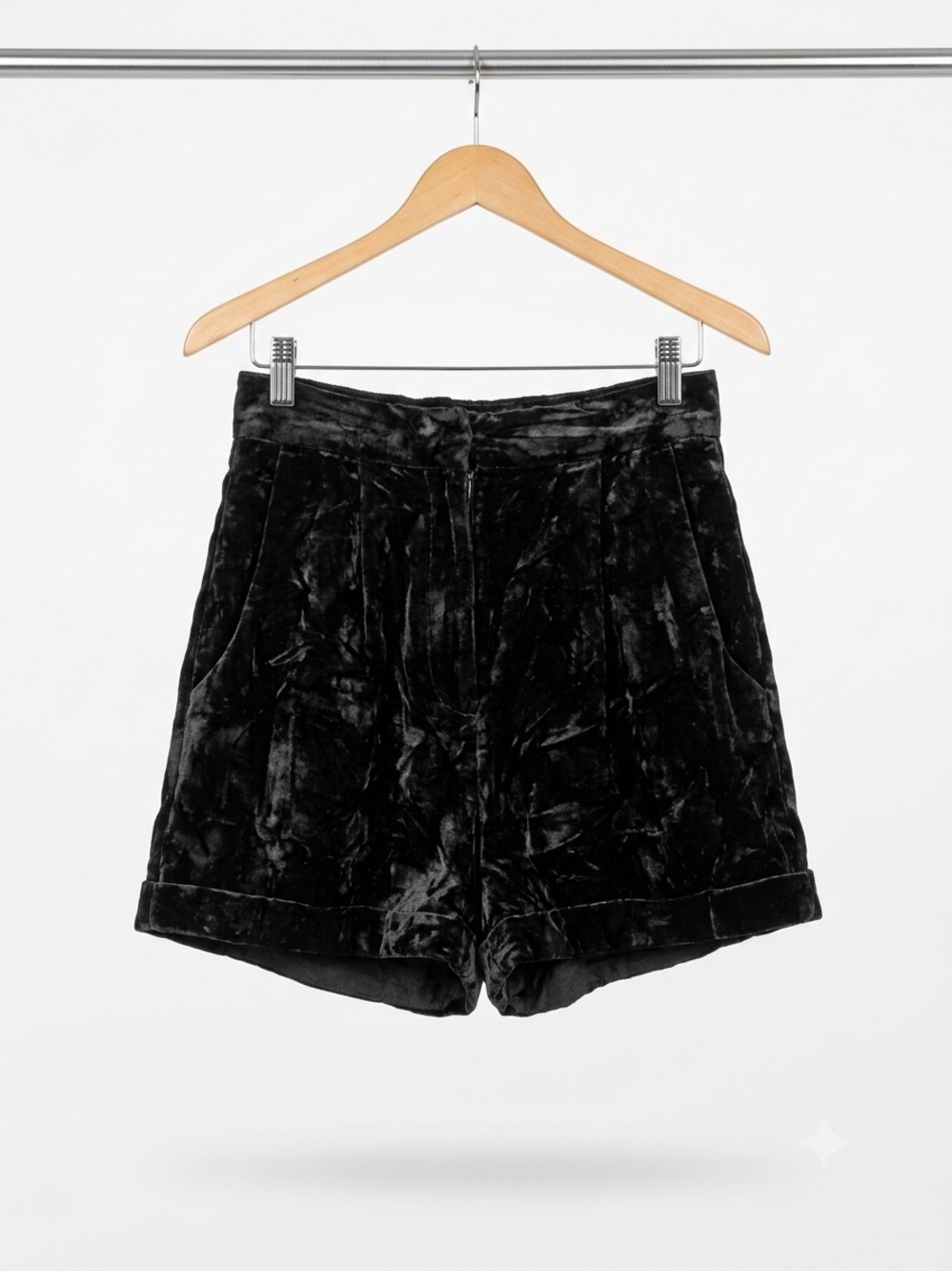 Vintage Black Crushed Velvet High Waisted Shorts XS/S